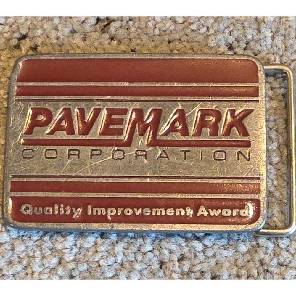 Vintage 1990's Belt Buckle Pavemark Corporation Quality Improvement Award CD Hit